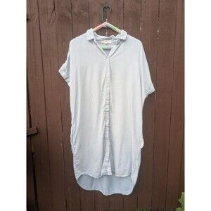Thread & Supply Short Sleeve Chambray Shift Dress Lagen Look Casual Size Large